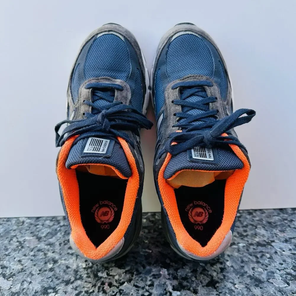 New Balance 990v4 W990NV4 Running Shoes Navy Orange Women's Sz 10 B Made in USA